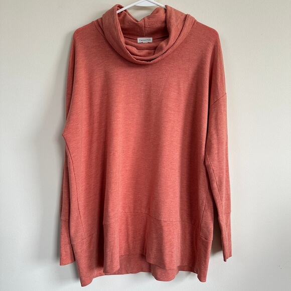 Garnet Hill Tops - Garnet Hill Womens Tunic Top S Ginger Heather Cowl Neck Knit Oversized Tencel